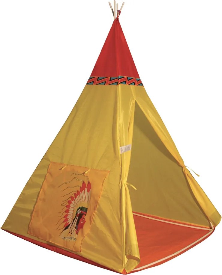 Tenda Indiana per Bambini 100x100x135 cm Struttura in Plastica Tubolare Gialla...