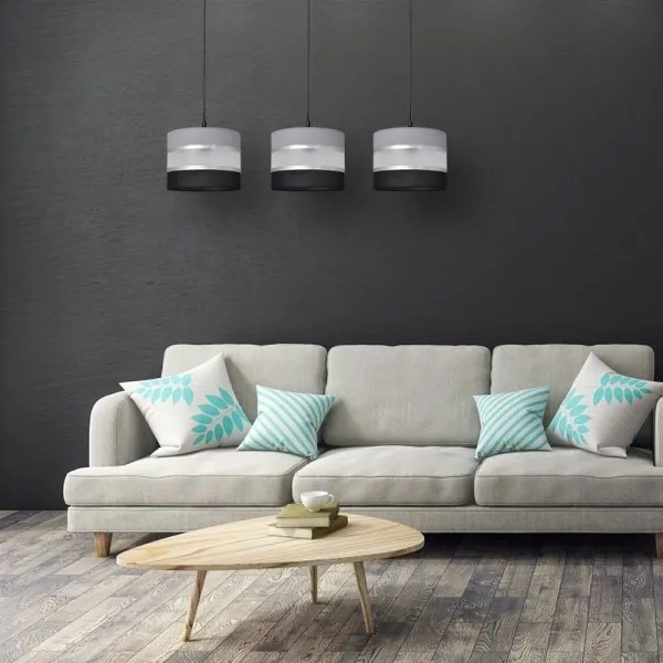 Lampadario a sospensione con filo HELEN 3xE27/15W/230V nero/grigio/argento