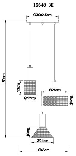 Globo 15648-3H - Lampadario a sospensione con filo JEDD 3xE27/60W/230V nero