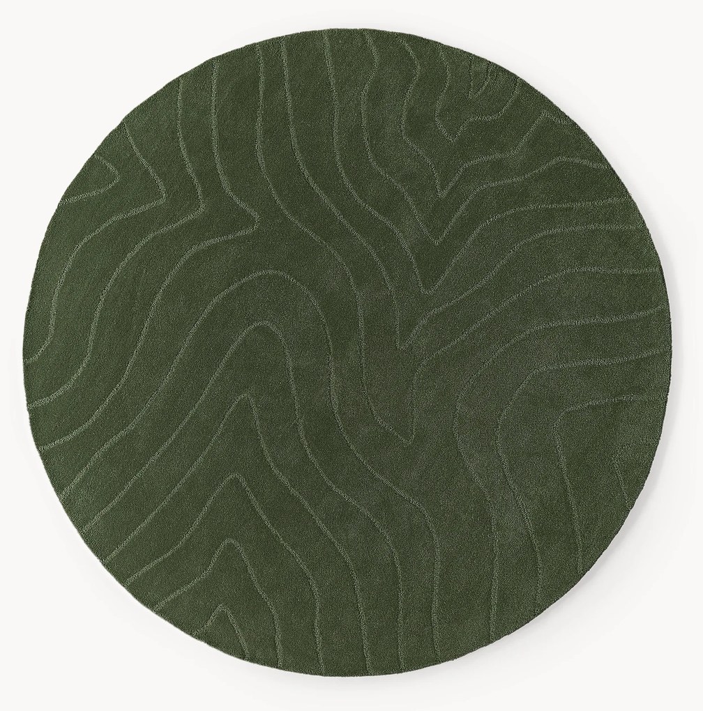 Tappeto rotondo in lana fatto a mano Aaron