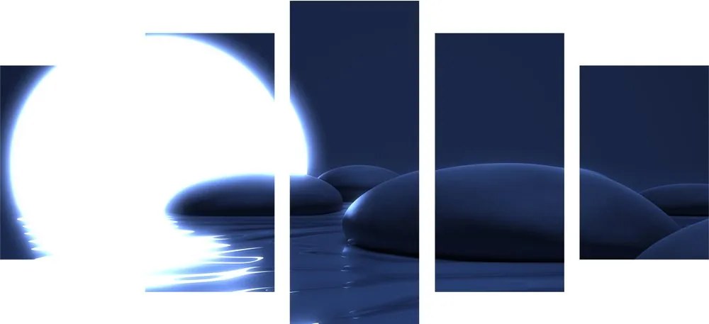 Quadri 5 pezzi – Splendide pietre Zen e luna piena