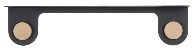 Mensola da parete in acciaio nero con dettaglio in legno di quercia con 2 ganci , lunghezza 60 cm Hook - Gazzda
