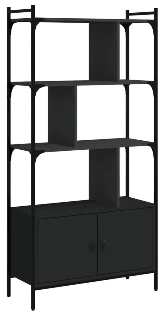 Libreria con ante nera 76,5x30x154,5 cm legno multistrato