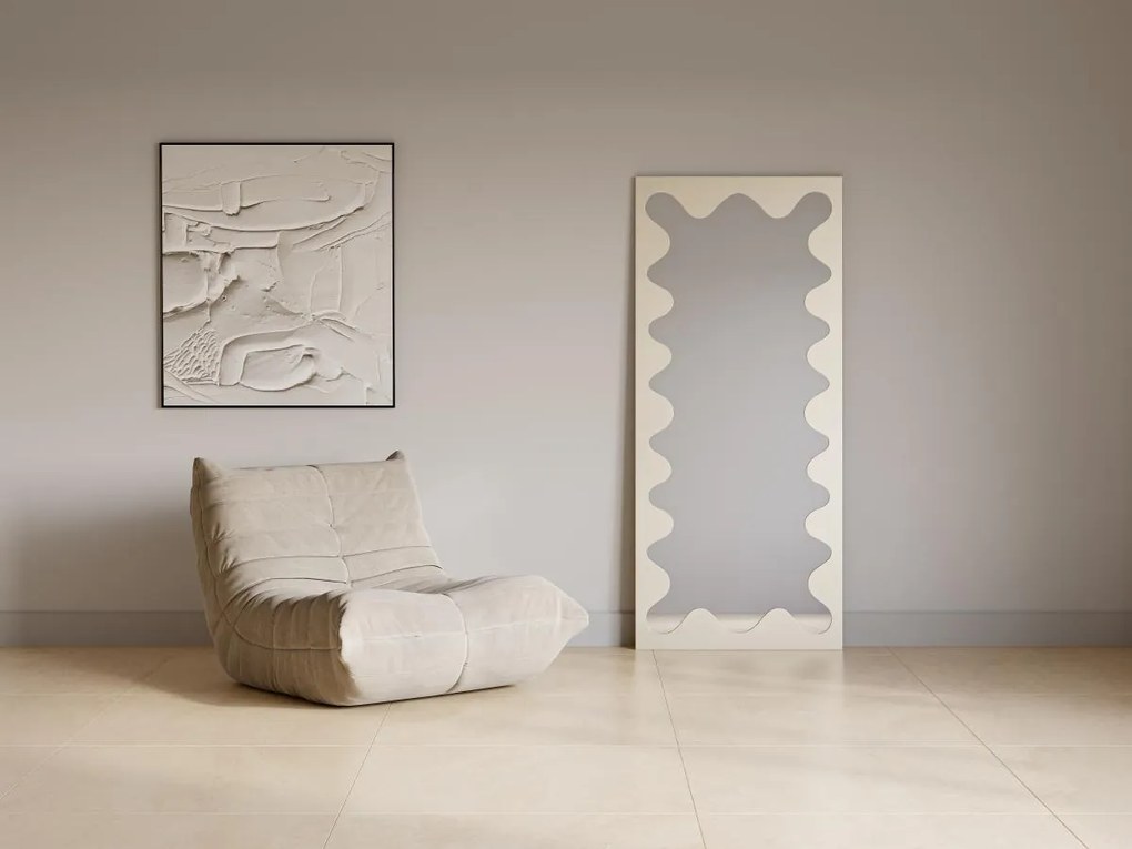 Grande specchio in Metallo con struttura ondulata L. 70 x H.160 cm Beige - GANSU