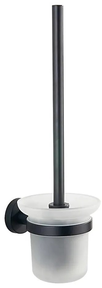 Aqualine - Porta scopino WC SAMBA vetro latteo/nero opaco da parete