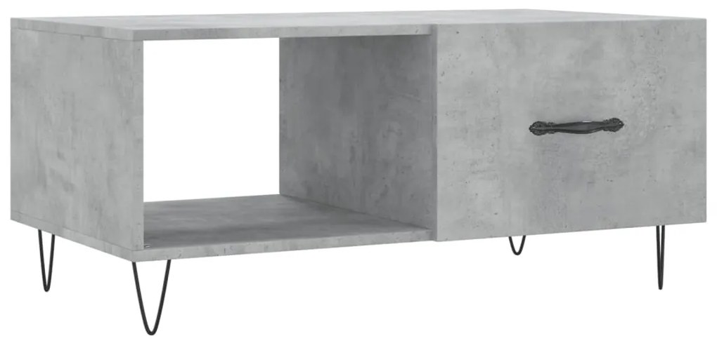 Tavolino da salotto grigio cemento 90x50x40cm legno multistrato