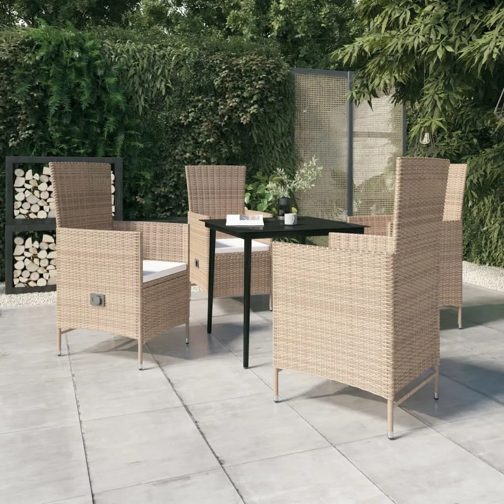 Set da pranzo per giardino 5 pz con cuscini beige