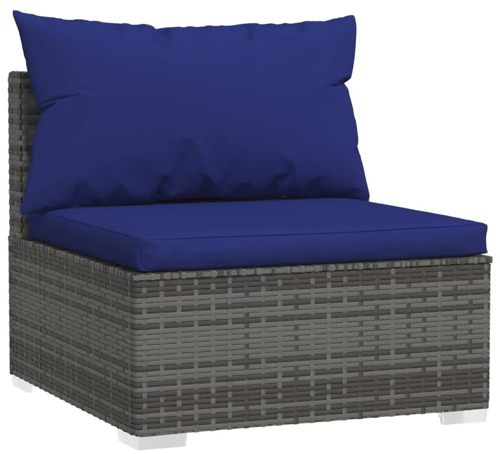 Set Divani da Giardino 11 pz con Cuscini in Polyrattan Grigio