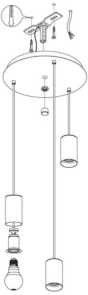 Eglo 98663 - Lampadario a sospensione con filo POZUETA 3xE27/40W/230V