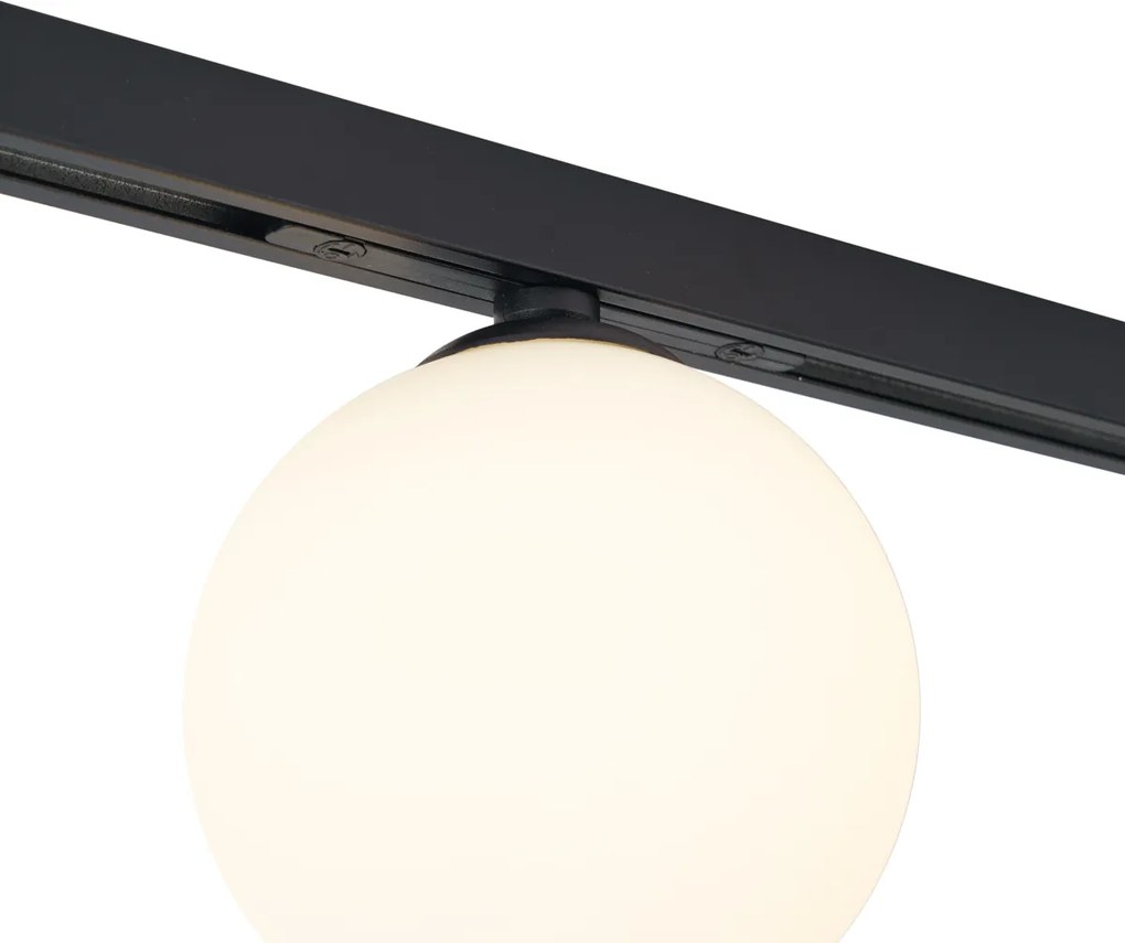 Sistema di illuminazione a binario moderno nero con 2 faretti e 3 luci a sospensione monofase - Slimline Eira