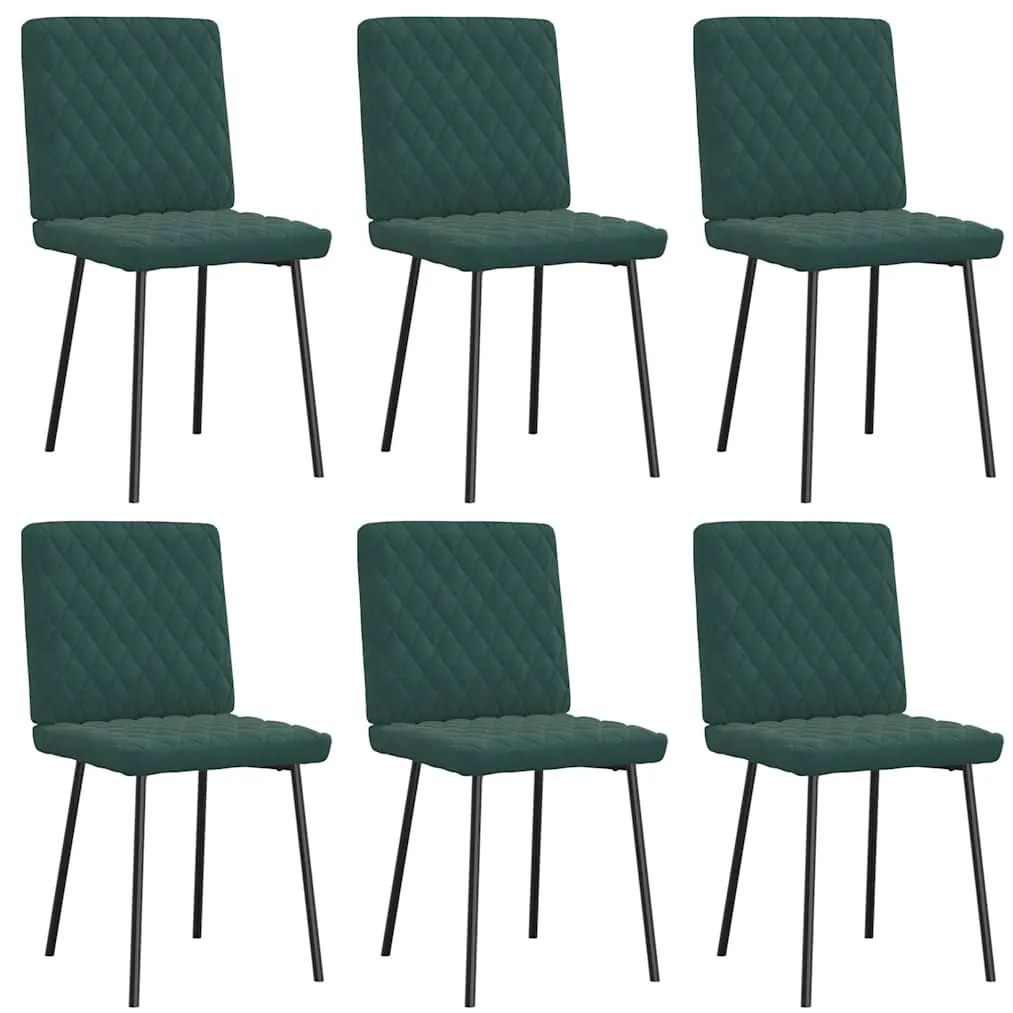 Sedie Da Pranzo 6 Pz Verde Scuro İn Velluto /