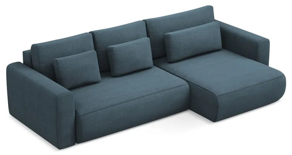 Divano angolare blu allungabile/con contenitore (con penisola a destra/con chaise lounge) Kapua – Makamii