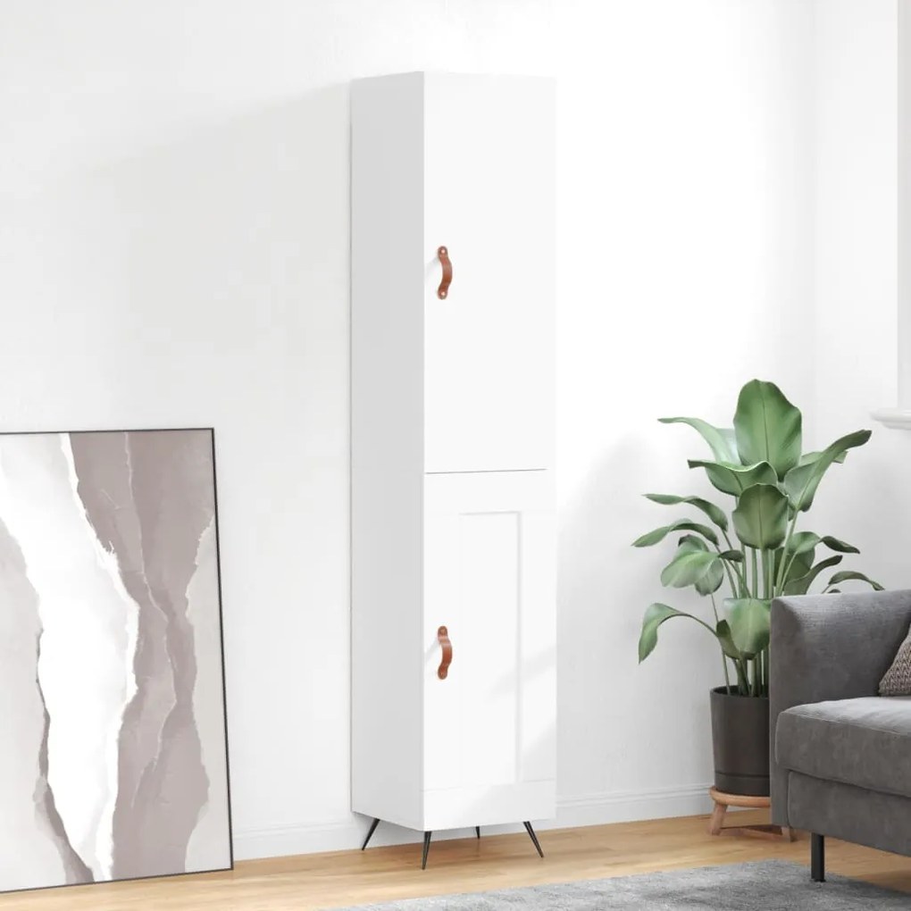 Credenza Bianca 34,5x34x180 Cm İn Legno Multistrato /