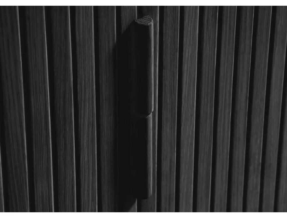 Cassettiera bassa nera in rovere con ante scorrevoli 76x160 cm Cavo - Unique Furniture