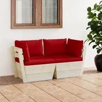 Divano da Giardino a 2 Posti su Pallet con Cuscini Legno Abete 3063390