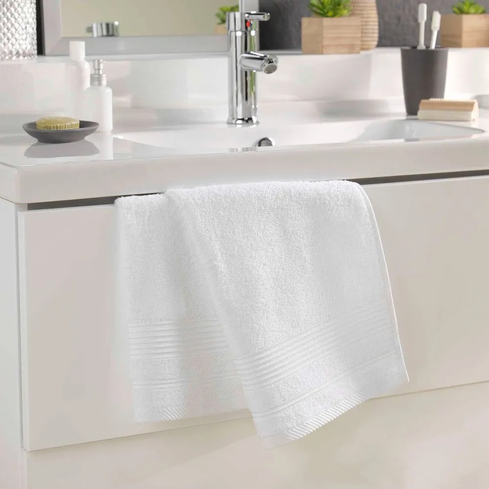 Asciugamano bianco in spugna di cotone 50x90 cm Tendresse - douceur d'intérieur