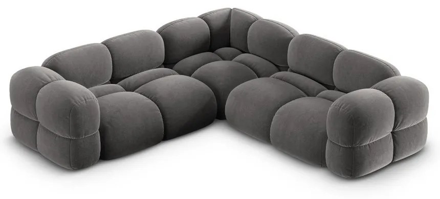 Divano angolare grigio con rivestimento in velluto Loretto – Cosmopolitan Design