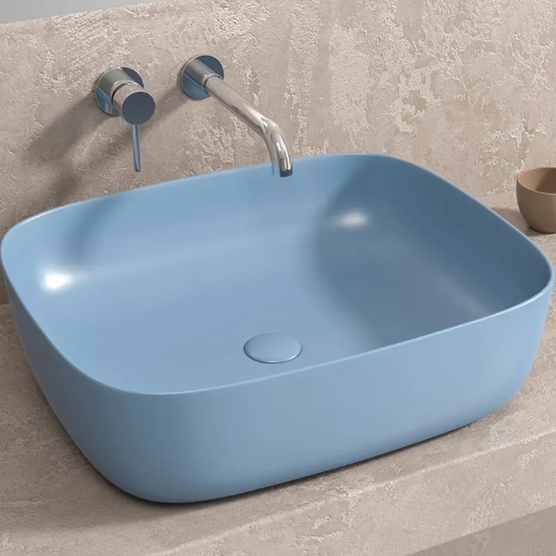 Kamalu - lavabo da appoggio colore azzurro opaco | klt-490az