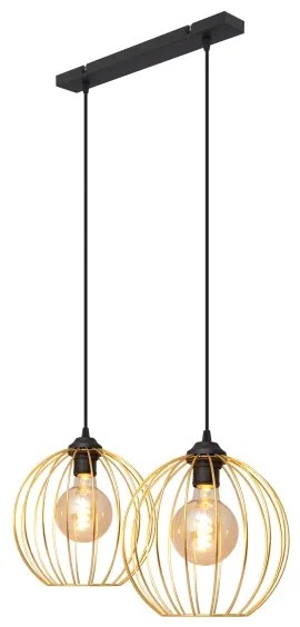 Lampadario a sospensione con filo MERCURE 2xE27/15W/230V oro/nero