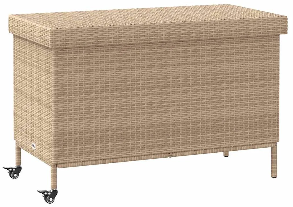 Contenitore Da Giardino Con Ruote Beige Misto Polyrattan /