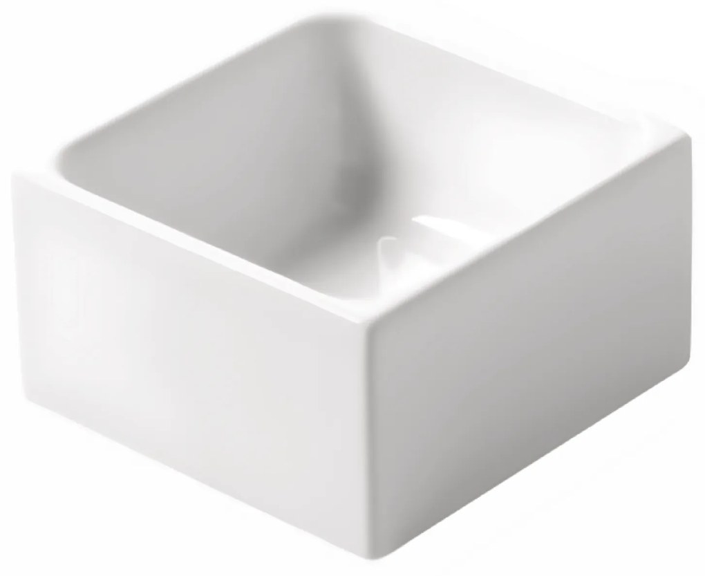 Lavabo D'Appoggio 25x25 Cm Azzurra Ceramica "Elegance Squared" Bianco Lucido