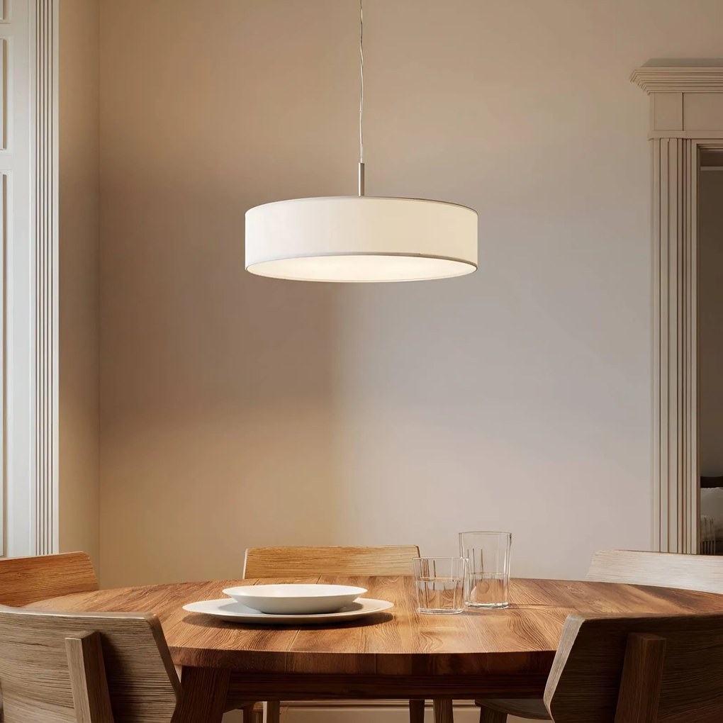 Lampada a sospensione Sebatin Lindby, dimmerabile, Bianco / Opale, Soggiorno / Sala da pranzo, Tessuto / Stoffa / Seta, Moderno, Lampada a sospensione