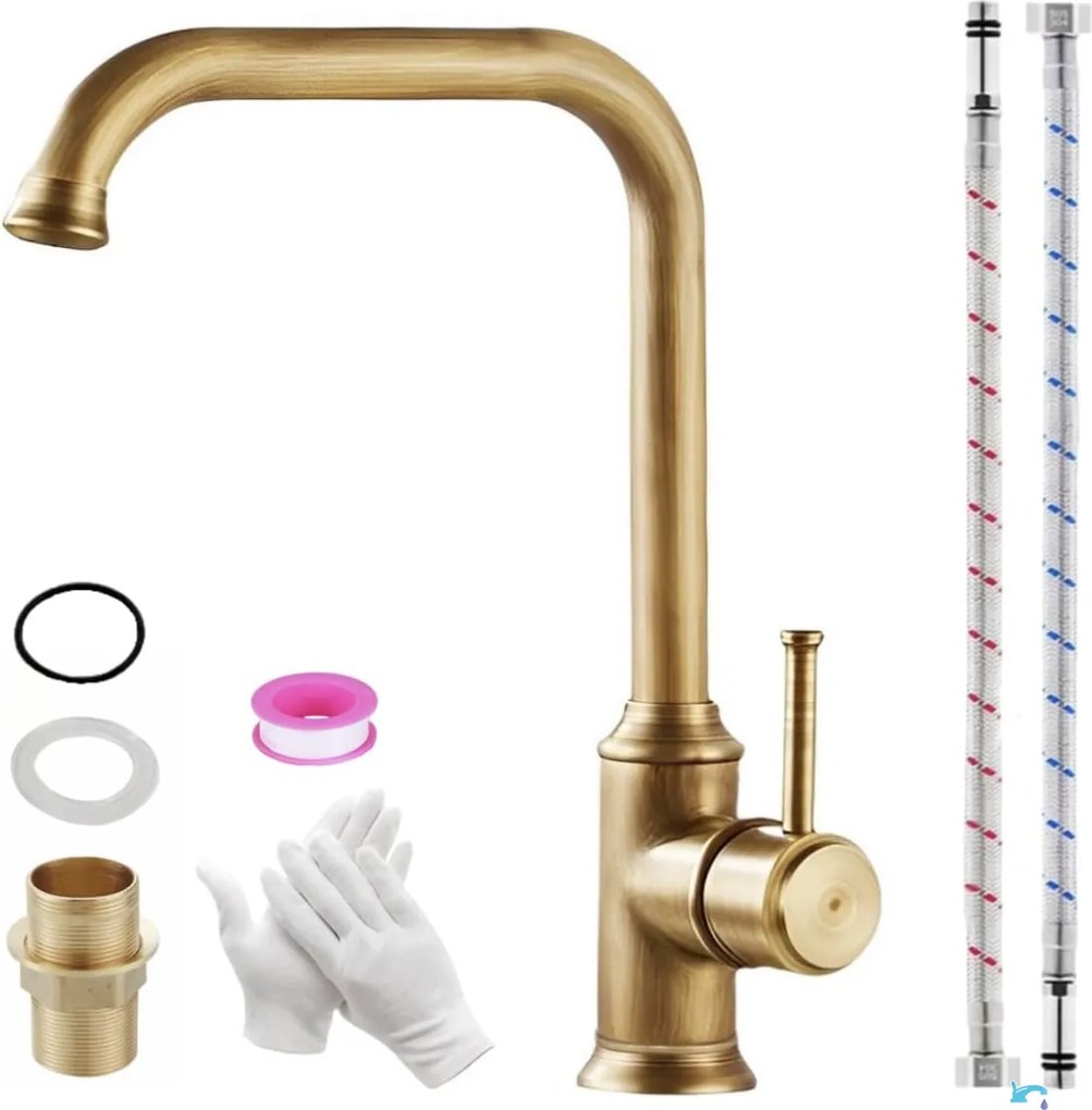 Rubinetto da bagno EYN AQ1829 in ottone con bocca girevole, disponibile in più finiture