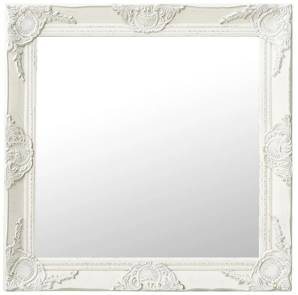 Specchio Da Parete Stile Barocco 60x60 Cm Bianco /