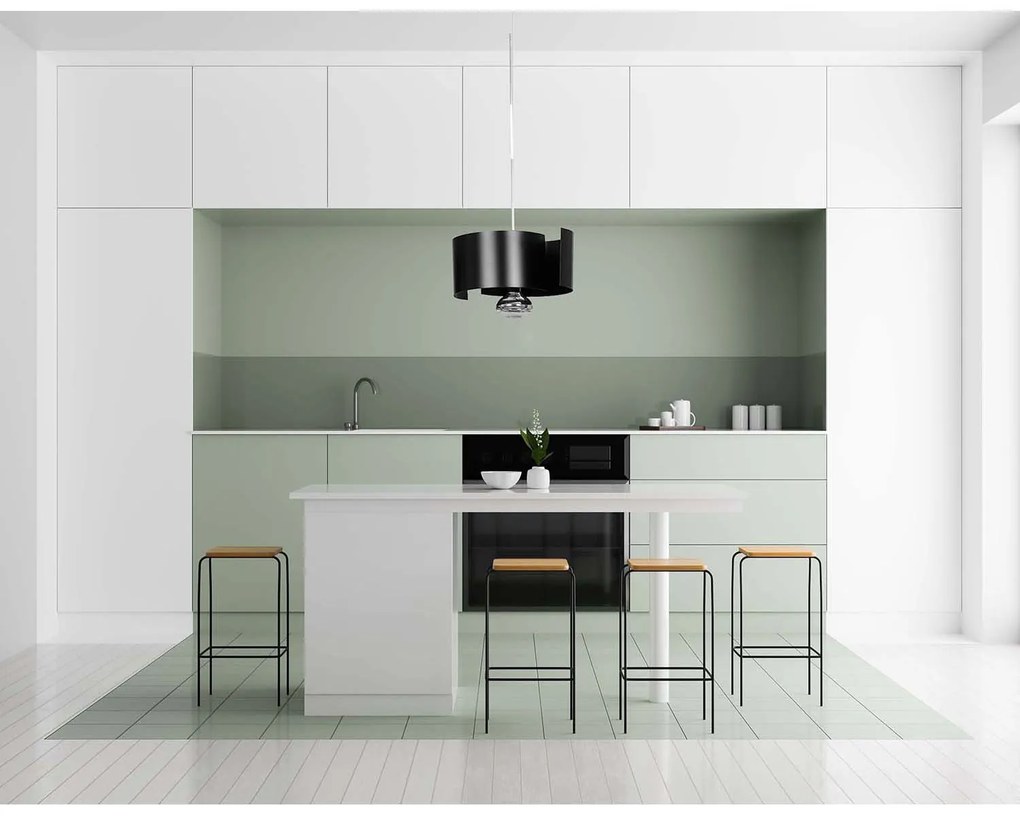 Sospensione Moderna 1 Luce Houyi In Acciao Nero E Cromo