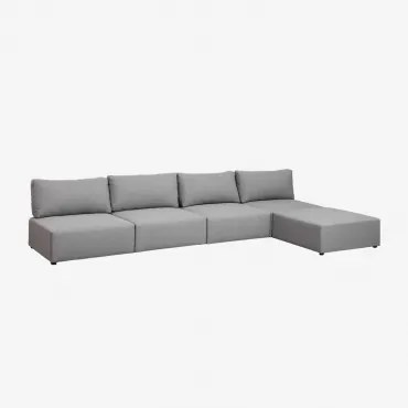 Divano Componibile In 4 Pezzi Con Pouf Kata Grigio - Sklum