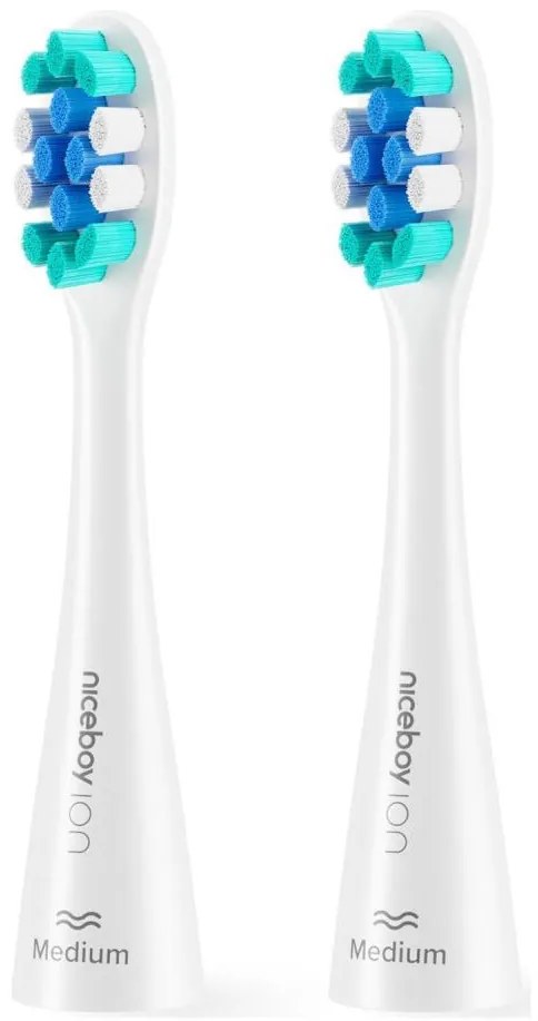 Niceboy-SET 2x Testa di ricambio Medium per spazzolino ION Sonic e SmartSonic bianco