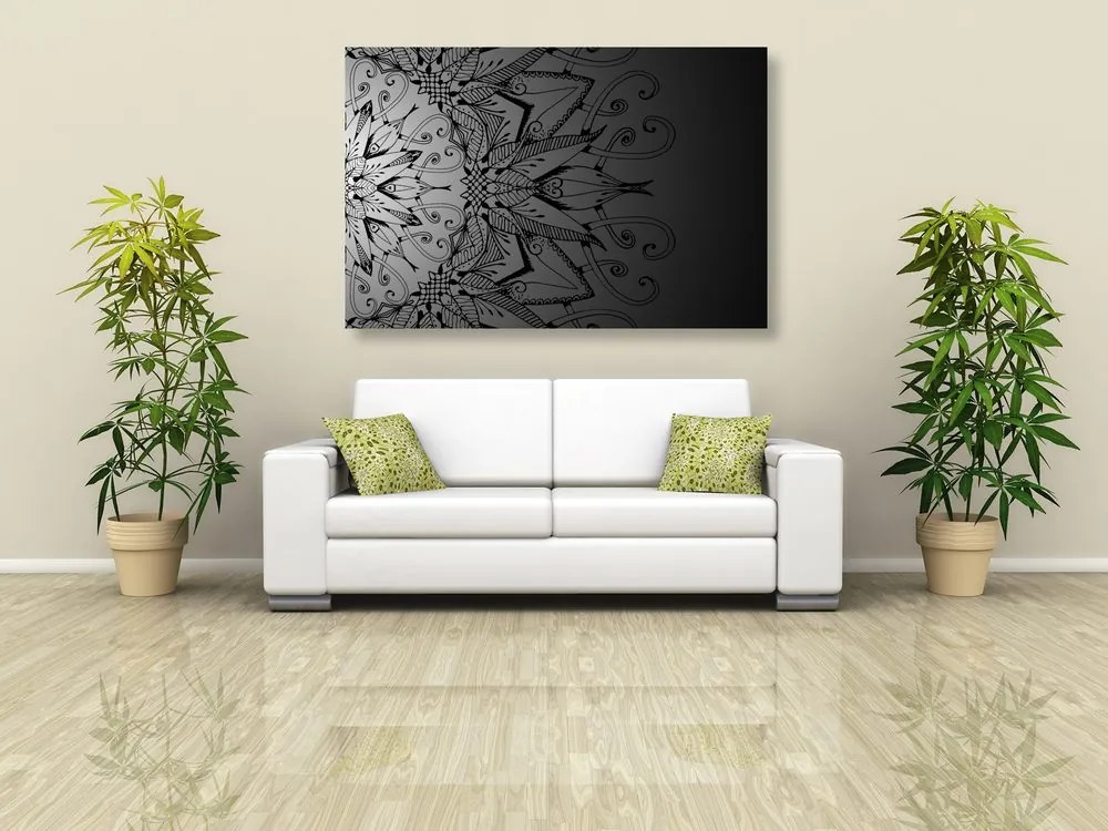 Quadro su tela – Mandala in bianco e nero