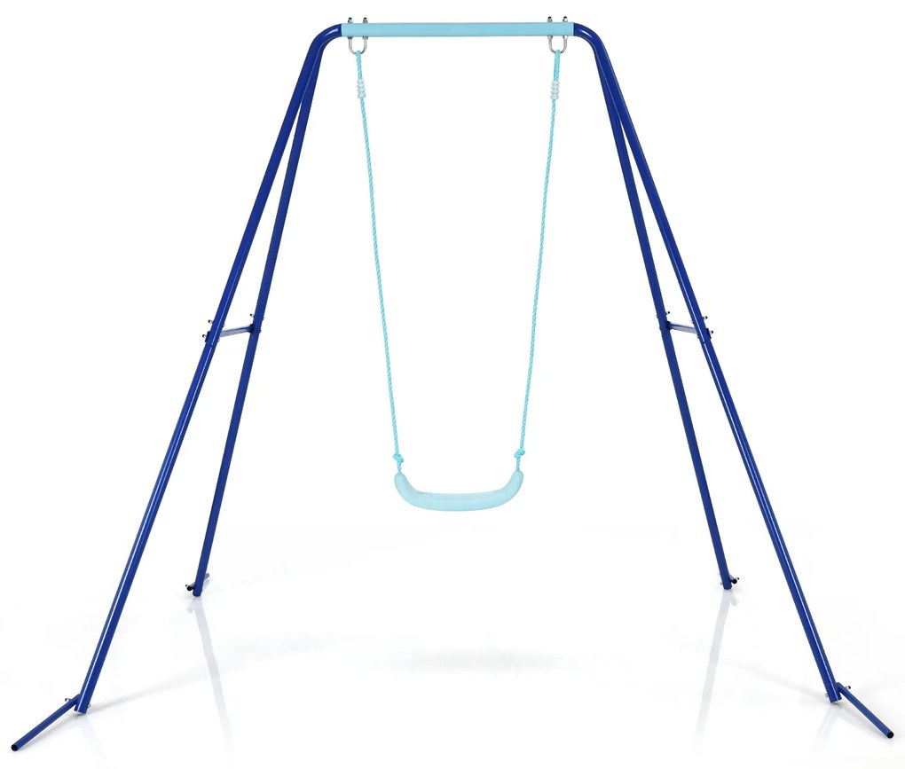 Costway Altalena in ferro da esterno per bambini con struttura stabile, Set altalena con sedile all’impatto a forma di U