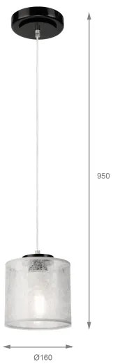 Lampada a sospensione con cavo ROSA 1xE27/60W/230V nero/grigio