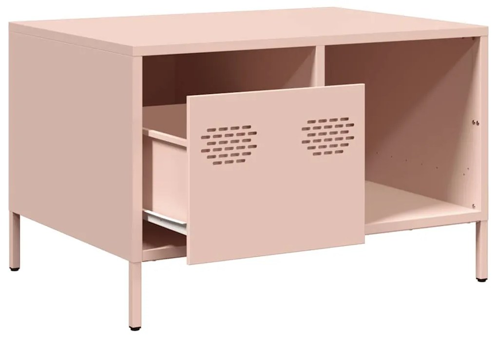 Tavolino rosa 68,5x50x43,5 cm in acciaio laminato a freddo