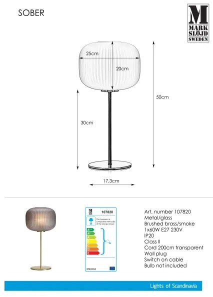 Markslöjd 107820 - Lampada da tavolo SOBER 1xE27/60W/230V ottone