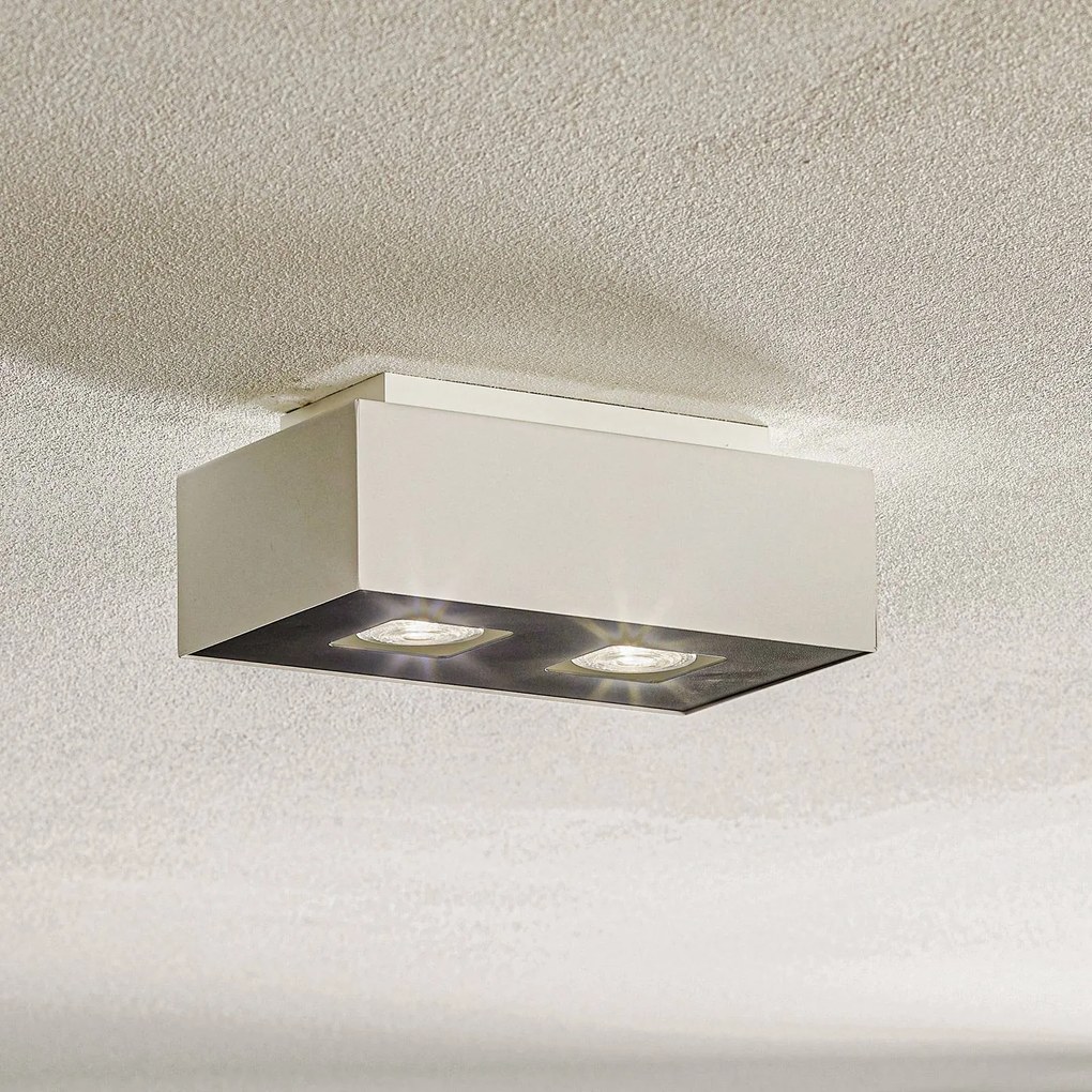 SOLLUX LIGHTING Plafoniera Kasi in acciaio bianco, 2 luci