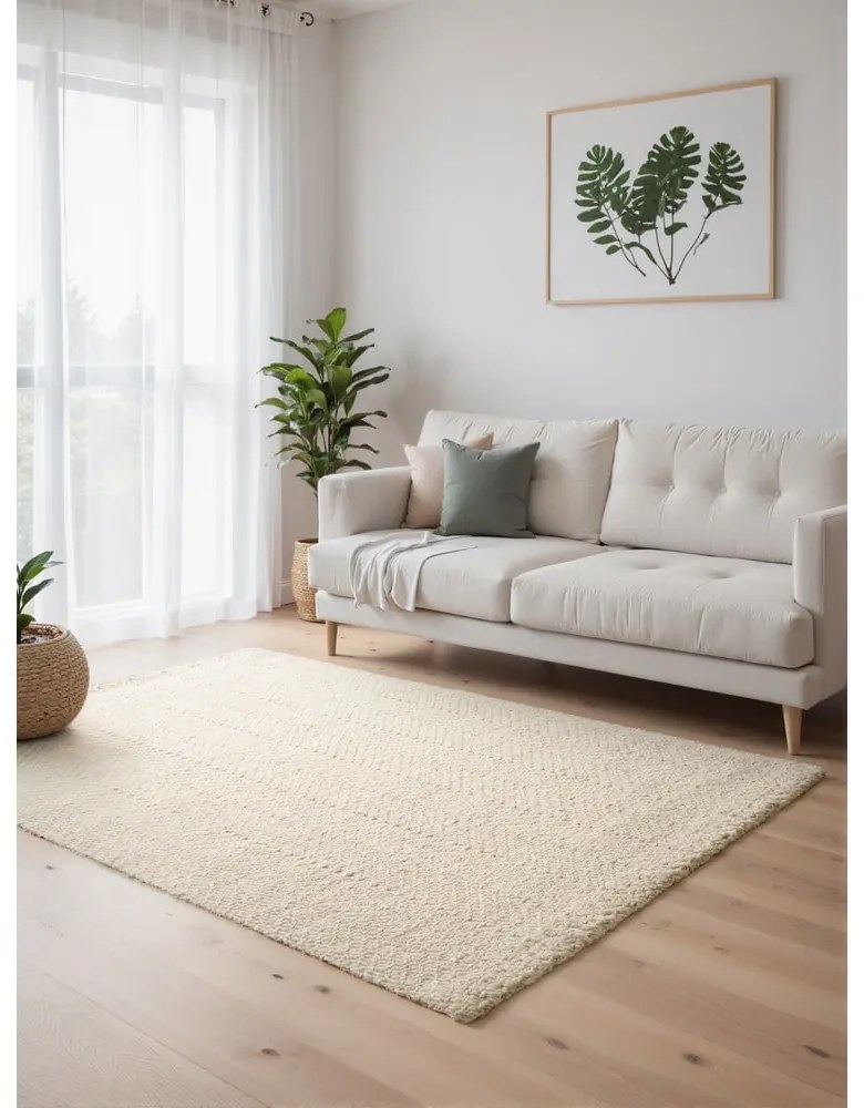 Tappeto color crema e avorio in misto lana tessuto a mano 80x150 cm Majoli – Elle Decoration