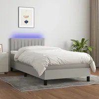 Letto a Molle Materasso e LED Grigio Chiaro 90x190 cm Tessuto 3133277