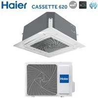 Climatizzatore Condizionatore Haier Cassetta a 4 Vie Inverter serie Cassette620 12000 Btu AB35S2SC2FA R-32 Wi-Fi Optional con Pannello Incluso Comando a Filo Haier Bianco HW-BA116ABK