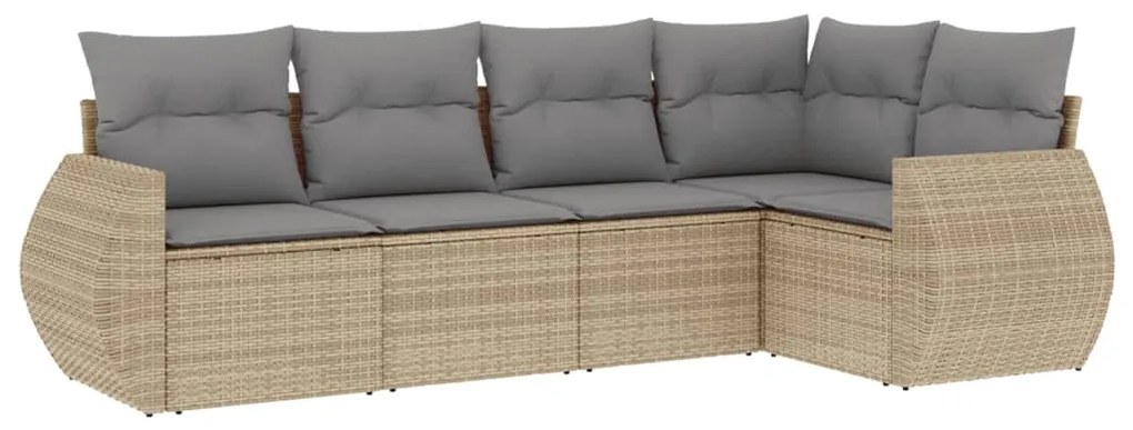 Set divano da giardino 5 pz con cuscini beige in polyrattan