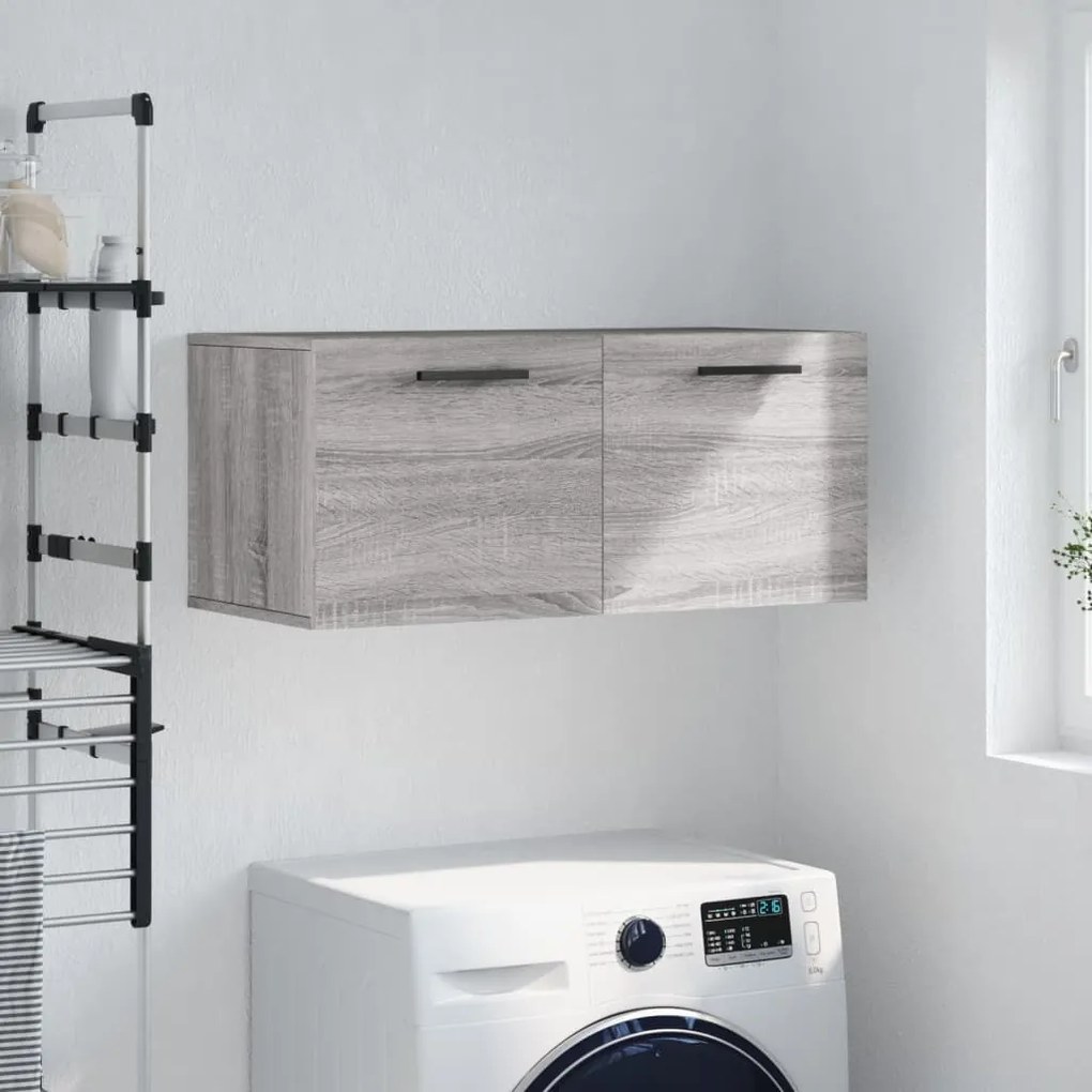 Mobile A Parete Grigio Sonoma 80x36,5x35cm İn Legno Multistrato /