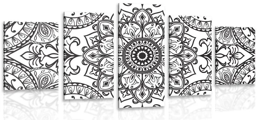 Quadri 5 pezzi – Ornamento bianco e nero