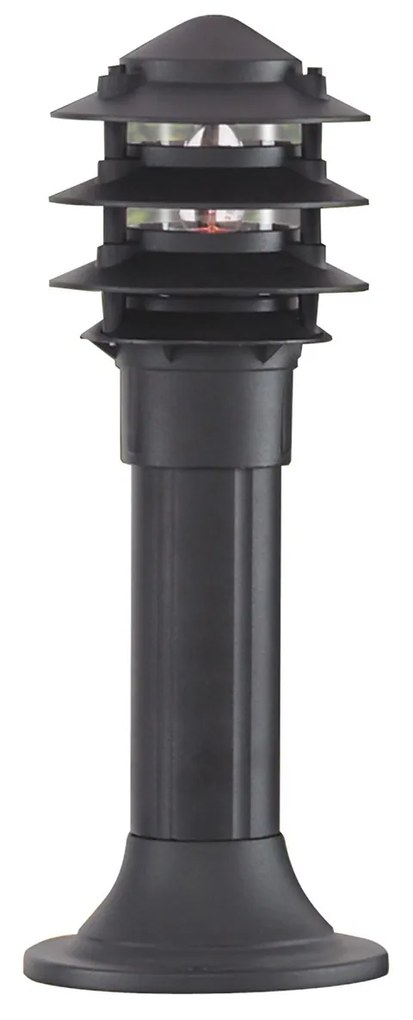 Paletto Esterno Contemporaneo Bollards Alluminio Nero Vetro 1 Luce E27 H45Cm