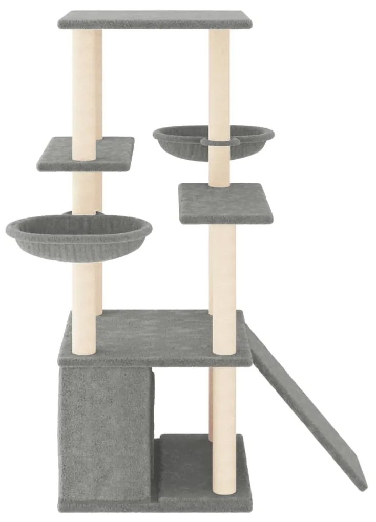 Albero per gatti con tiragraffi in sisal grigio chiaro 133 cm