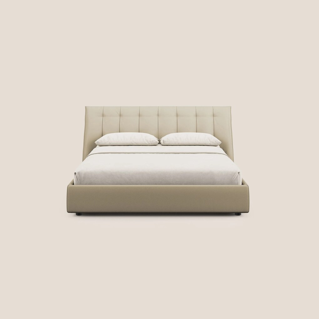 Clizia letto imbottito di design con vano contenitore in ecopelle impermeabile T04