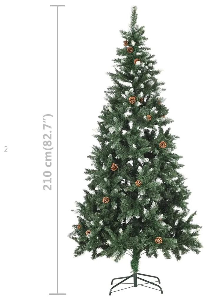 Albero di Natale Preilluminato con Palline e Pigne 210 cm