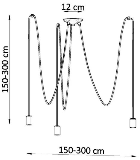 Sollux SL.0370 - Lampadario a sospensione con filo EDISON 3 3xE27/60W/230V ragno nero