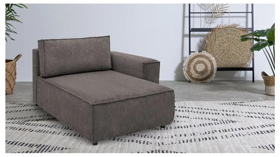 Modulo divano in velluto a coste marrone chiaro, angolo destro Nihad modular - Bobochic Paris