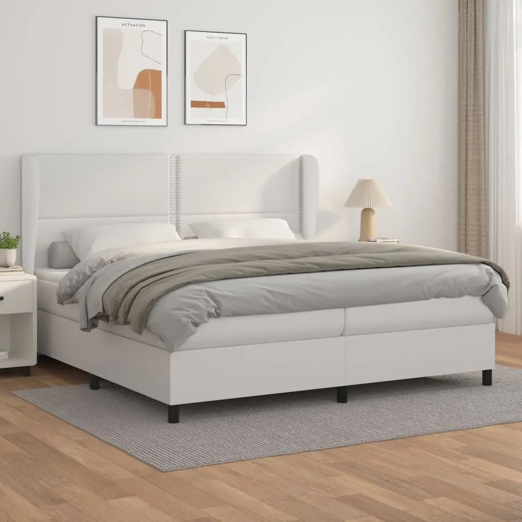 Giroletto A Molle Con Materasso Bianco 200x200cm İn Similpelle /